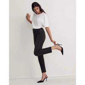 Madewell The Momjean Denim High Rise Stretch Ankle Black Hillshore Wash Size 25